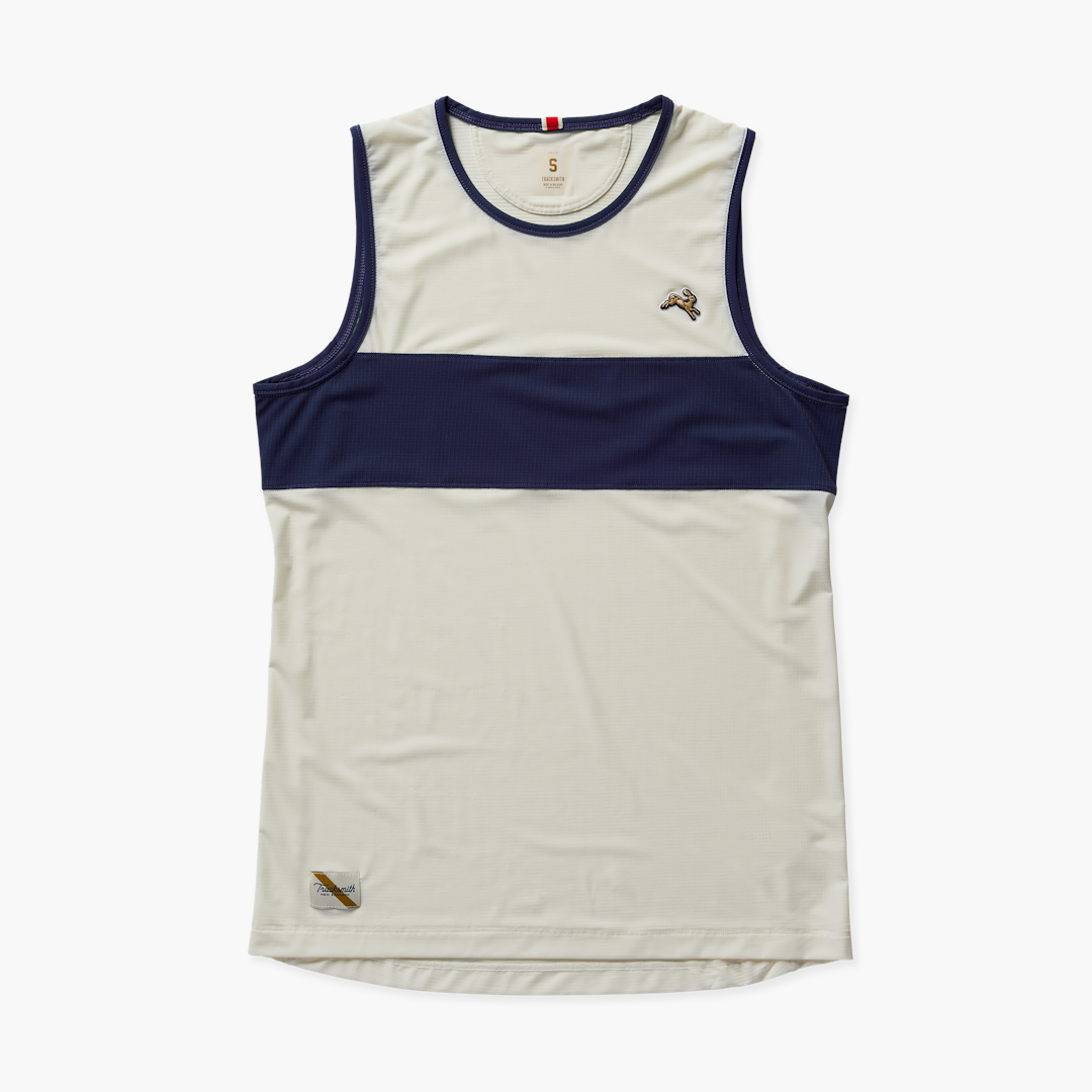 Tracksmith New England Strata Performance Singlet sold Navy White Men's Medium